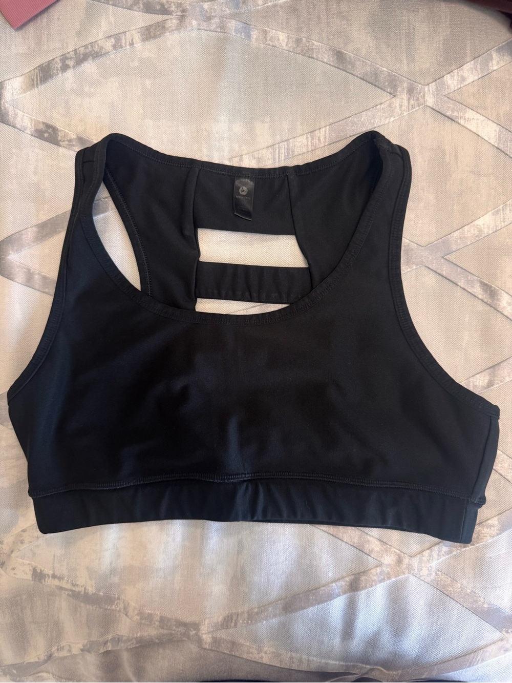 Large Black Racerback Sports Bra with Cutout Detail